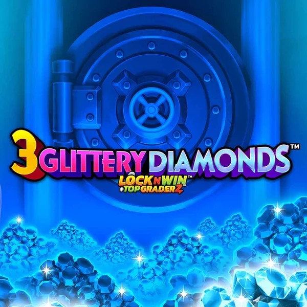 Official Slots logo: 3 Glittery Diamonds by PearFiction Studios at Bison Casino
